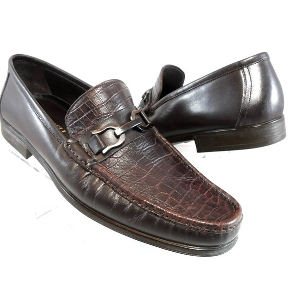 Bruno Magli Other - NIB$525 Bruno Magli Mikko Brown Croc Leather Moc Toe Horsebit Dress Loafer 11.5